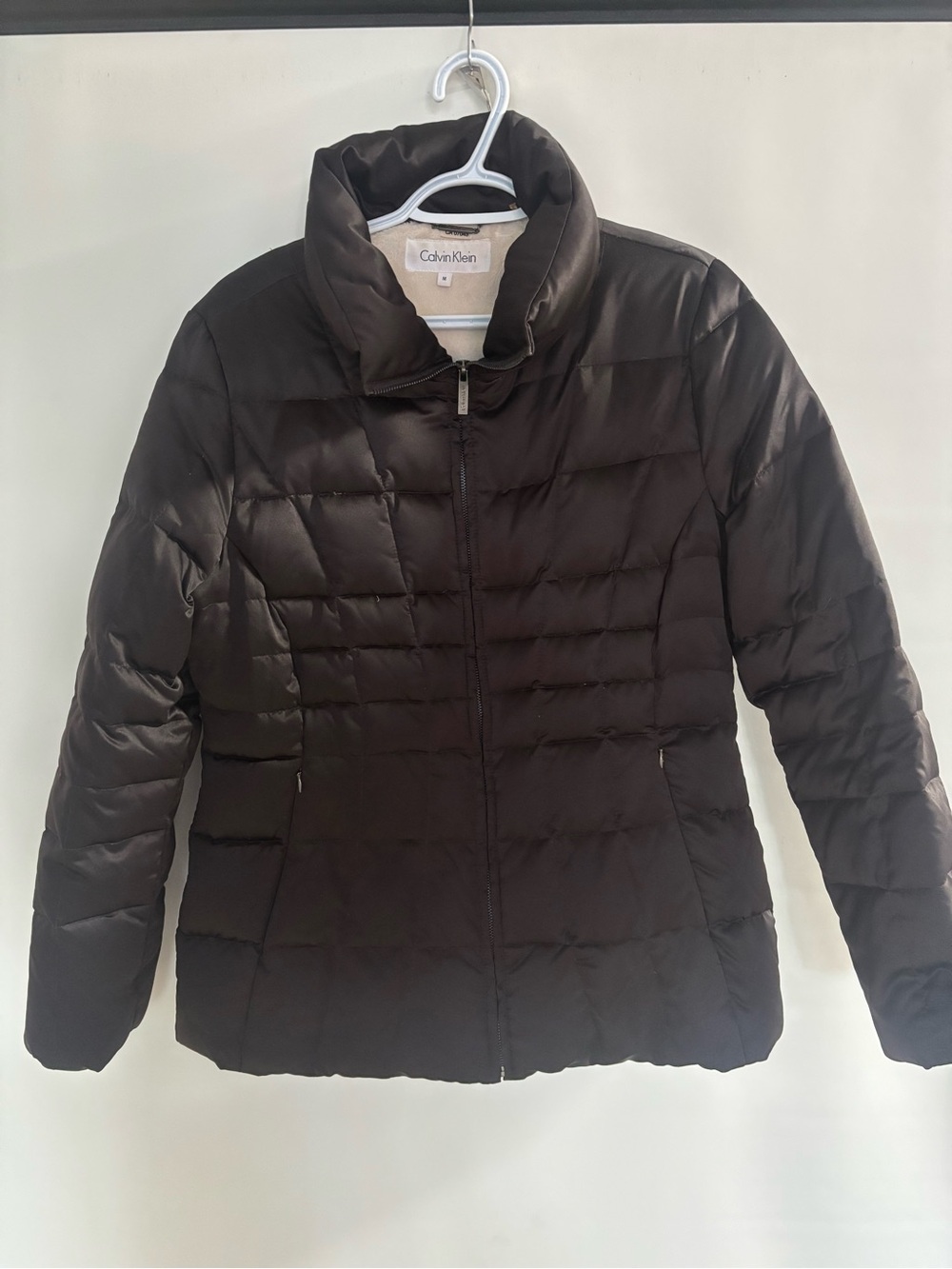 Calvin Klein Women's down filled Dark Brown Quilted Puffer Jacket